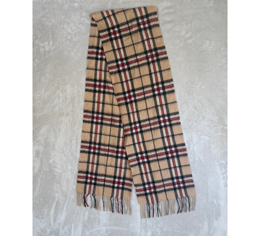 House Of Balmoral Scarf Beige Plaid Cashmere Lambswool Fringe Scotland Tartan